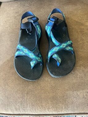Chaco Blue & Teal Patterned Outdoor Strap Sandals